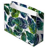 Grüne und blaue Foliage Philodendron Botanical Große Geschenktüte (Rückseite Schrägansicht)