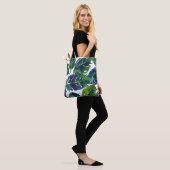 Grüne und blaue Foliage Philodendron Botanical Tasche (Am Model)