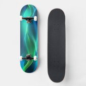 Grüne und blaue, glühende Linien Skateboard (Vorderseite)