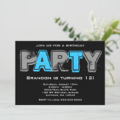 Grüne und blaue Grunge Geburtstagsparty Einladung (Stehend Vorderseite)