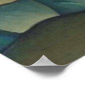 Grüne und blaue Häuser auf dem Hügel Poster (Ecke)