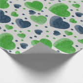 Grüne und blaue Herzen der Liebe Geschenkpapier (Ecke)