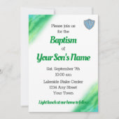 Grüne und blaue LDS-Taufe Save The Date (Vorderseite)