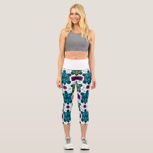 Grüne und blaue Meeresschildkröten Lotus-Muster Capri Leggings