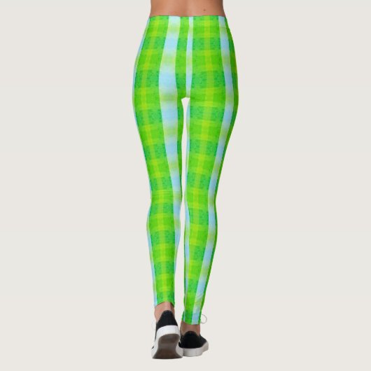 Grüne und blaue moderne Karierte Leggings (Rückseite)