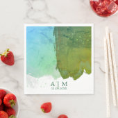 Grüne und blaue Monogramm-Farbe Serviette (Beispiel)