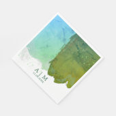 Grüne und blaue Monogramm-Farbe Serviette (Ecke)