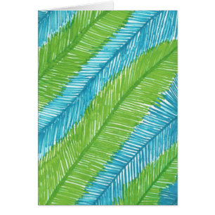 Grüne und blaue Palmwedel-Grußkarte