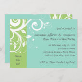 Grüne und blaue Party Einladung für Unternehmen (Vorne/Hinten)