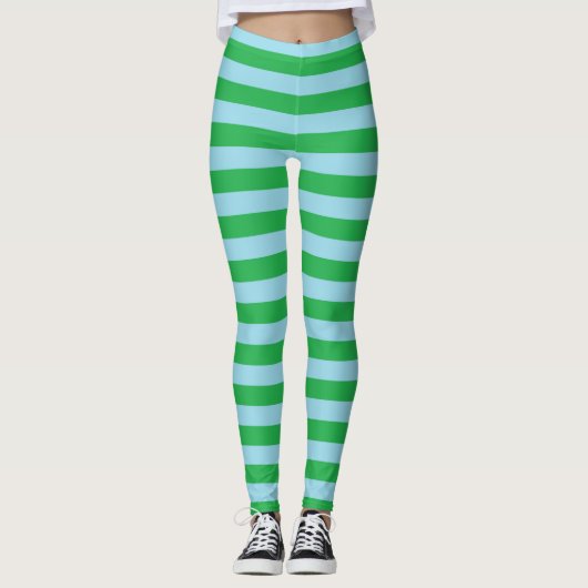 Grüne und blaue Pastellstreifen Leggings (Vorderseite)