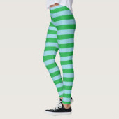 Grüne und blaue Pastellstreifen Leggings (Links)
