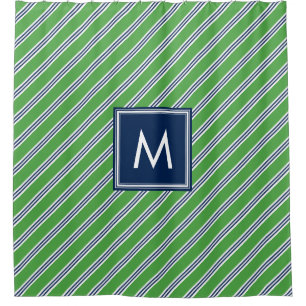 Grüne und blaue Preppy-Streifen Duschvorhang