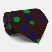 grüne und blaue Punkte, Espresso Krawatte (Gerollt)
