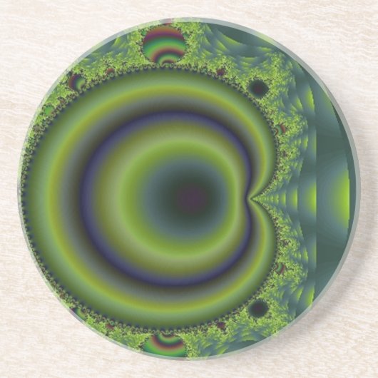 Grüne und blaue Punktion Sandstein Untersetzer (Vorne)