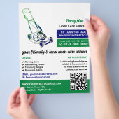 Grüne und blaue Rasenmäher, Rasenpflege Flyer (Hand)