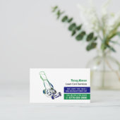 Grüne und blaue Rasenmäher, Rasenpflege Visitenkarte (Stehend Vorderseite)