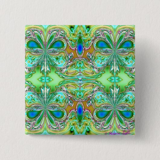 Grüne und blaue Schmetterlinge Button (Vorderseite)