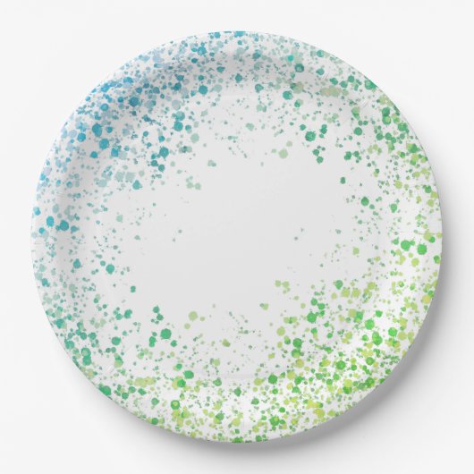 Grüne und blaue Spritzer-Papierteller Pappteller (Vorderseite)