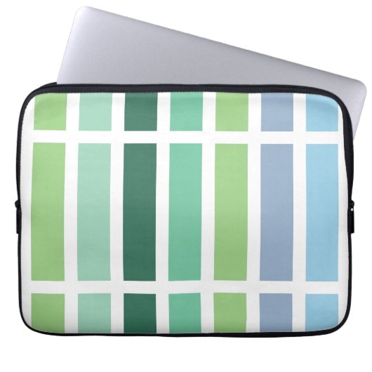 Grüne und blaue Streifen Laptopschutzhülle (Vorderseite)