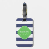 Grüne und blaue Streifen Mit Monogramm Gepäckanhänger (Rückseite vertikal)