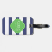 Grüne und blaue Streifen Mit Monogramm Gepäckanhänger (Rückseite horizontal)