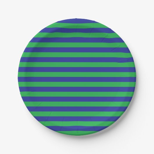 Grüne und blaue Streifen-PapierTeller Pappteller (Vorderseite)