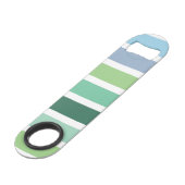 Grüne und blaue Streifen Speed Flaschenöffner (Vorderseite Schrägansicht)