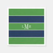Grüne und blaue Streifen und Monogramm Serviette (Vorderseite)