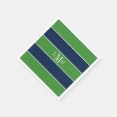 Grüne und blaue Streifen und Monogramm Serviette (Ecke)