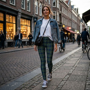 Grüne und blaue Tartan-Karo-Muster-Leggings Leggings
