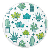 Grüne und blaue Wasserfarbe Sukkuläres Muster Keramikknauf (Vorderseite)