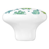 Grüne und blaue Wasserfarbe Sukkuläres Muster Keramikknauf (Seitenansicht)