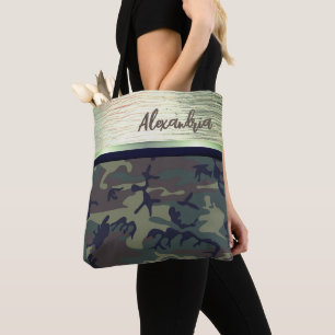 Grüne und braune Camouflage Glimmery Chic Tote Bag Tasche