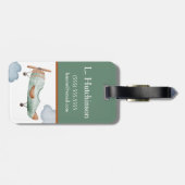 Grüne und braune Farbblockkid Gepäckanhänger (Rückseite horizontal)