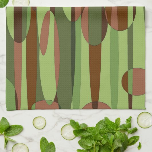 Grüne und braune Herden Geschirrtuch (Gefaltet)