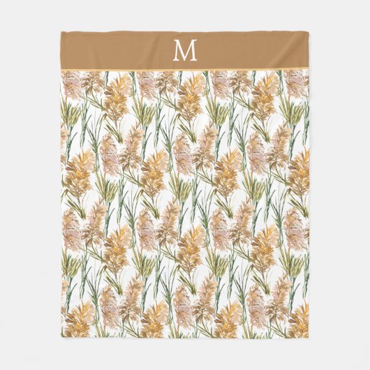 Grüne und braune Pampelgras Fleecedecke (Vorderseite)