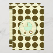 Grüne und braune Polka Dot Baby Dusche Einladung (Vorne/Hinten)