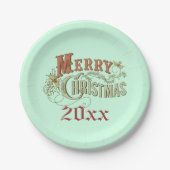 Grüne und braune Weihnachtsplatte Pappteller (Vorderseite)