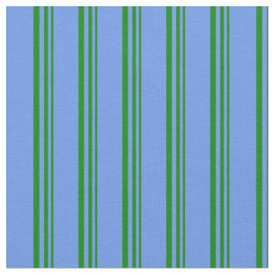 Grüne und Cornflower Blau farbige Linien Stoff