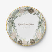 Grüne und cremefarbene Blume im Wasserbad Pappteller (Vorderseite)