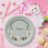 Grüne und cremefarbene Blume im Wasserbad Pappteller (Party)