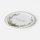 Grüne und cremefarbene Blume im Wasserbad Pappteller (Schrägansicht)