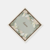 Grüne und cremefarbene Blume im Wasserbad Serviette (Ecke)