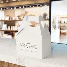 Grüne und cremefarbene Botanische Monogramm und Na Geschenkschachtel