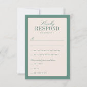 Grüne und cremefarbene Hochzeit RSVP Karte (Vorderseite)