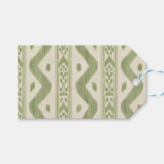 Grüne und cremefarbene Ikat-Geschenkanhänger, klei Geschenkanhänger