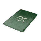 Grüne und cremefarbene Mit Monogramm Badematte (Schrägansicht)