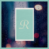 Grüne und cremefarbene Mit Monogramm Minimalistisc Serviette