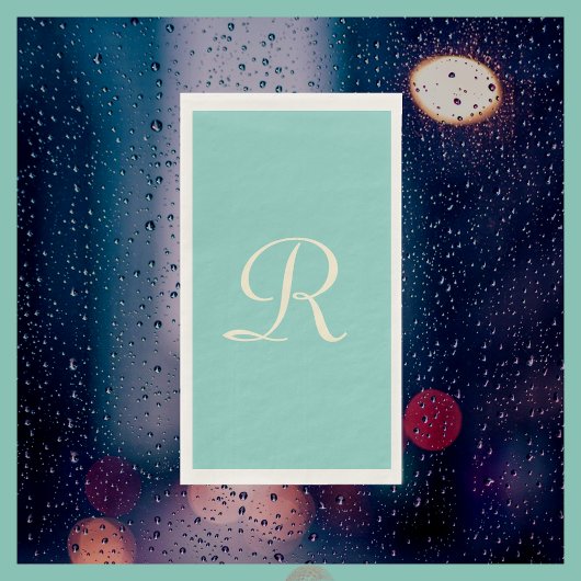 Grüne und cremefarbene Mit Monogramm Minimalistisc Serviette