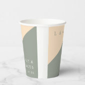 Grüne und cremefarbene Monogramm-Hochzeit Pappbecher (Rechts)